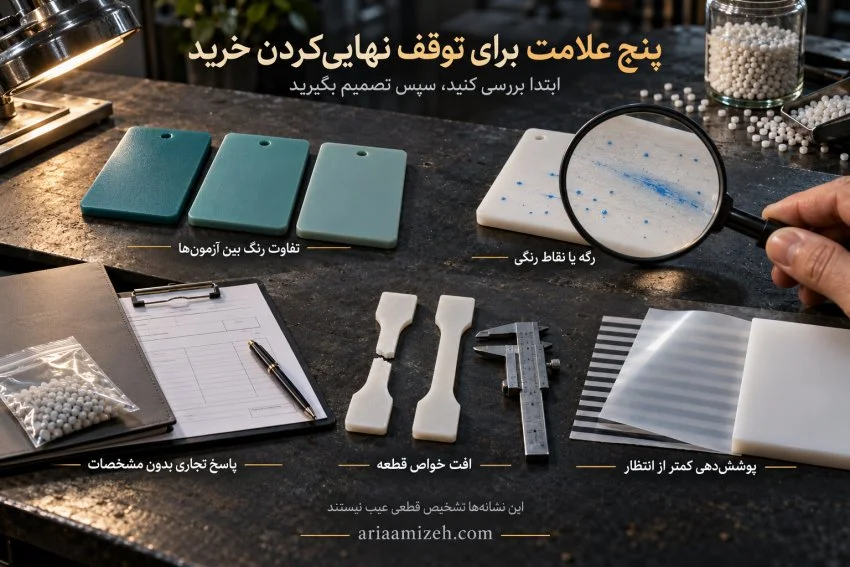 نمونه‌های دارای رگه رنگی، تفاوت رنگ، پوشش کم و شکستگی کنار فرم مشخصات ناقص
